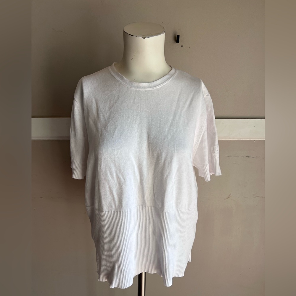 Calvin Klein Jeans White Knit Short Sleeve Top